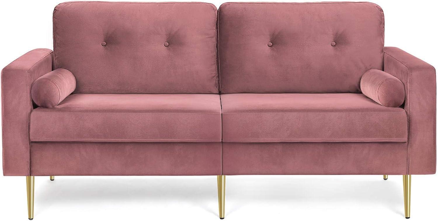 Luxury velvet three-seater sofa pink luxe